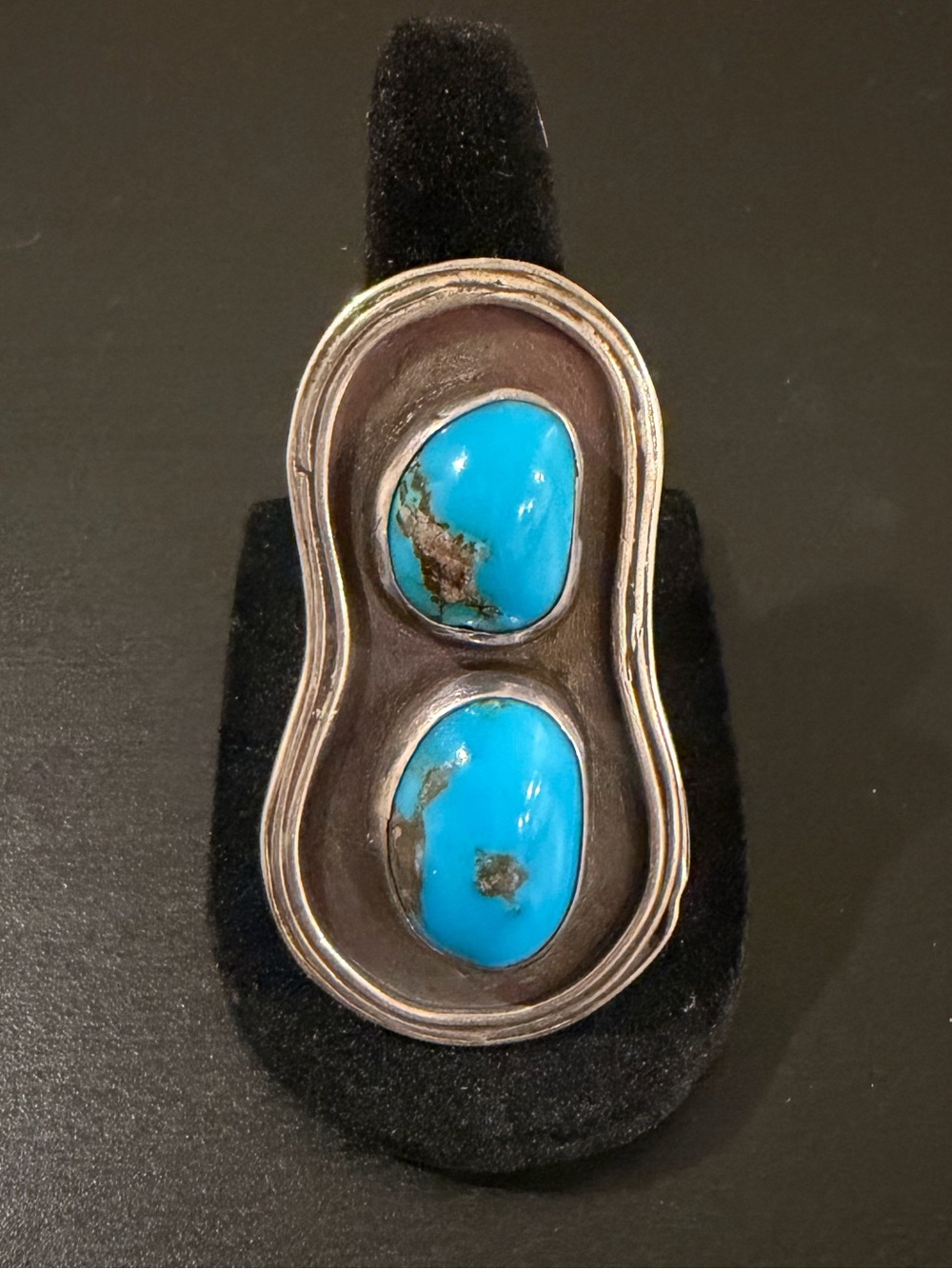 Silver Ring Handmade With Bisbee Turquoise, Size 7.5